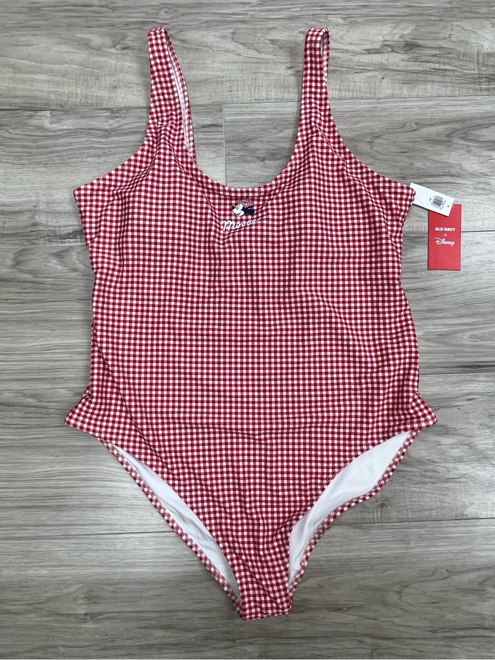 Old Navy x Disney Minnie Mouse Red Gingham One-Piece Swimsuit Size XXL NWT